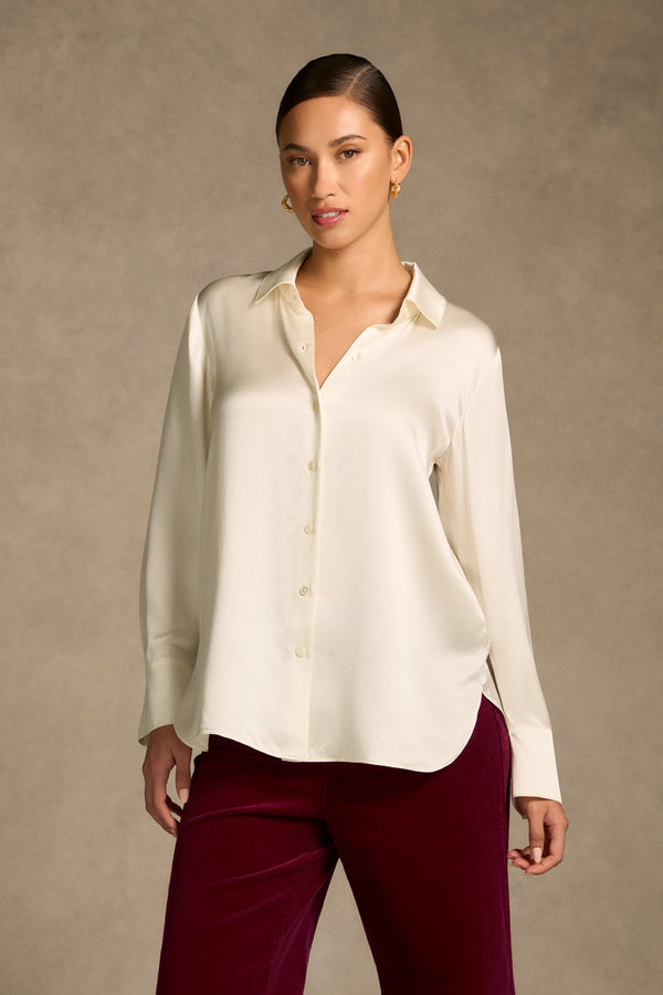 Stretch Silk Shirt - Cream