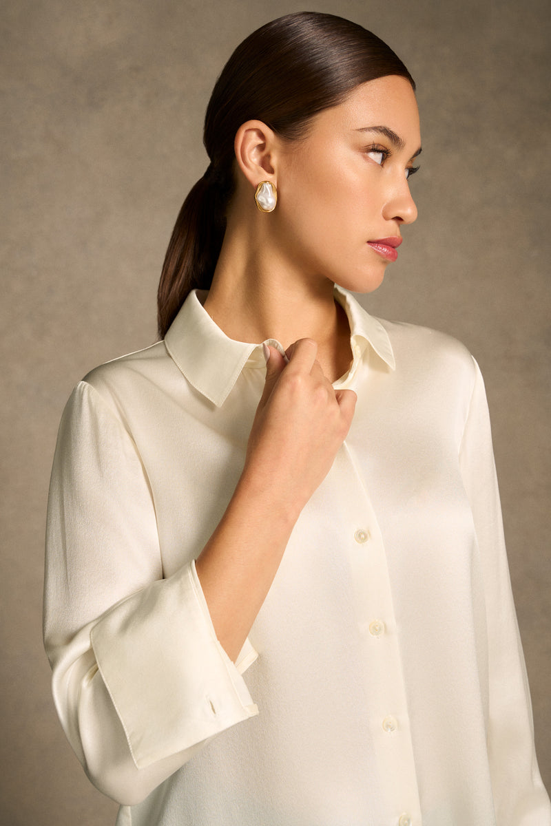 Stretch Silk Shirt - Cream