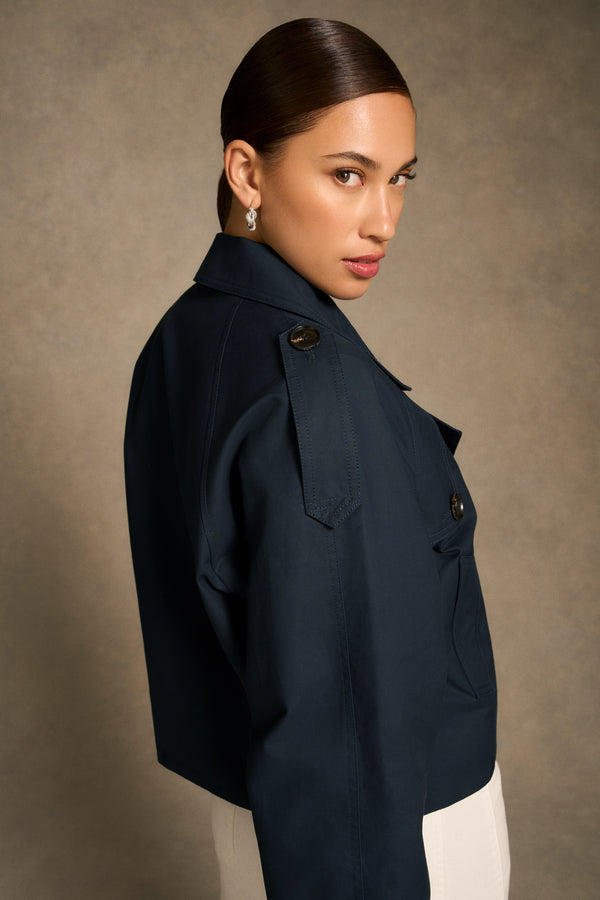 Crop Trench Coat - Ink