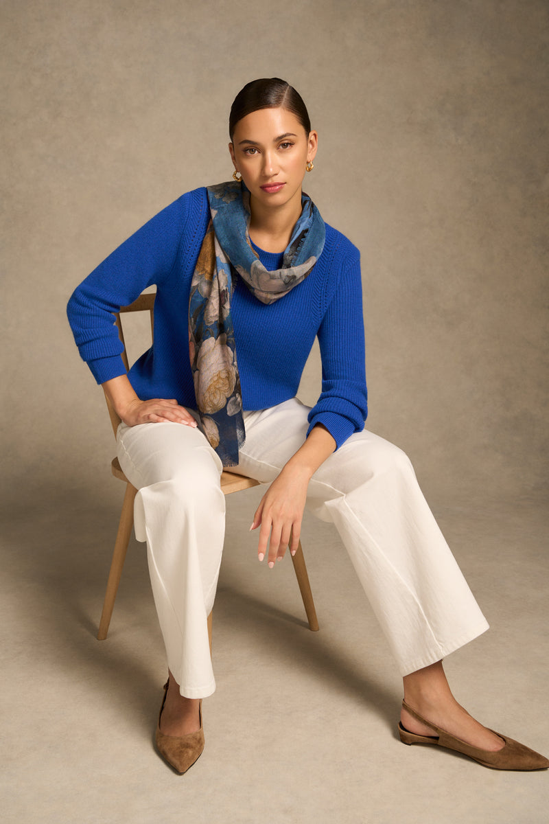 Stitch Detail Merino Knit - Electric Blue