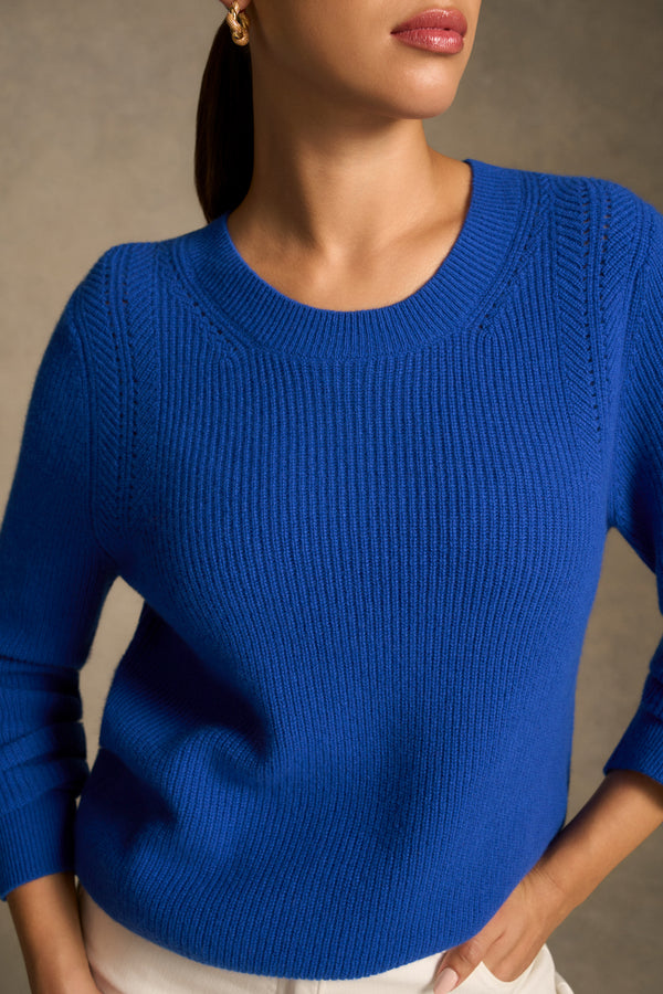 Stitch Detail Merino Knit - Electric Blue