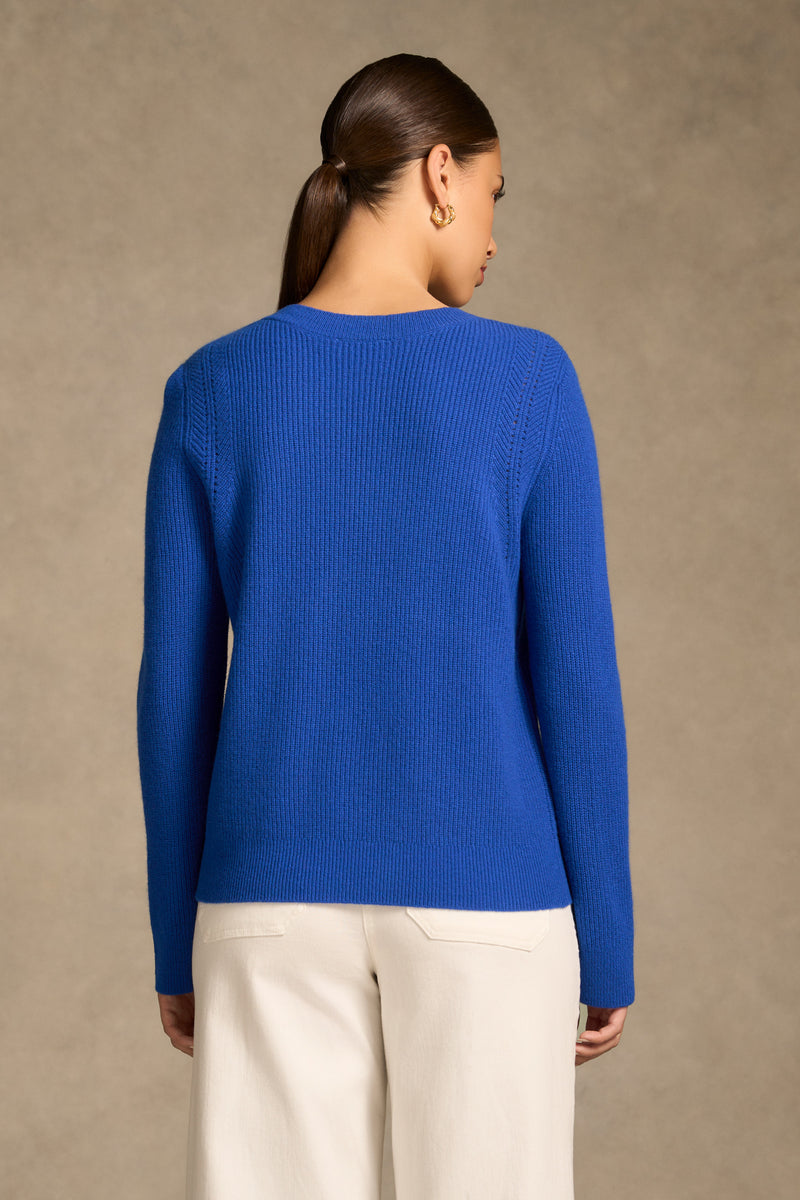 Stitch Detail Merino Knit - Electric Blue