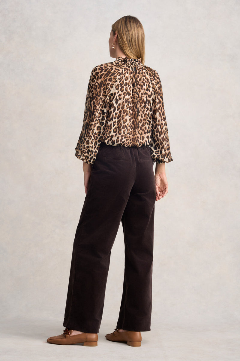 WIDE LEG VELVET PANT - CHOCOLATE