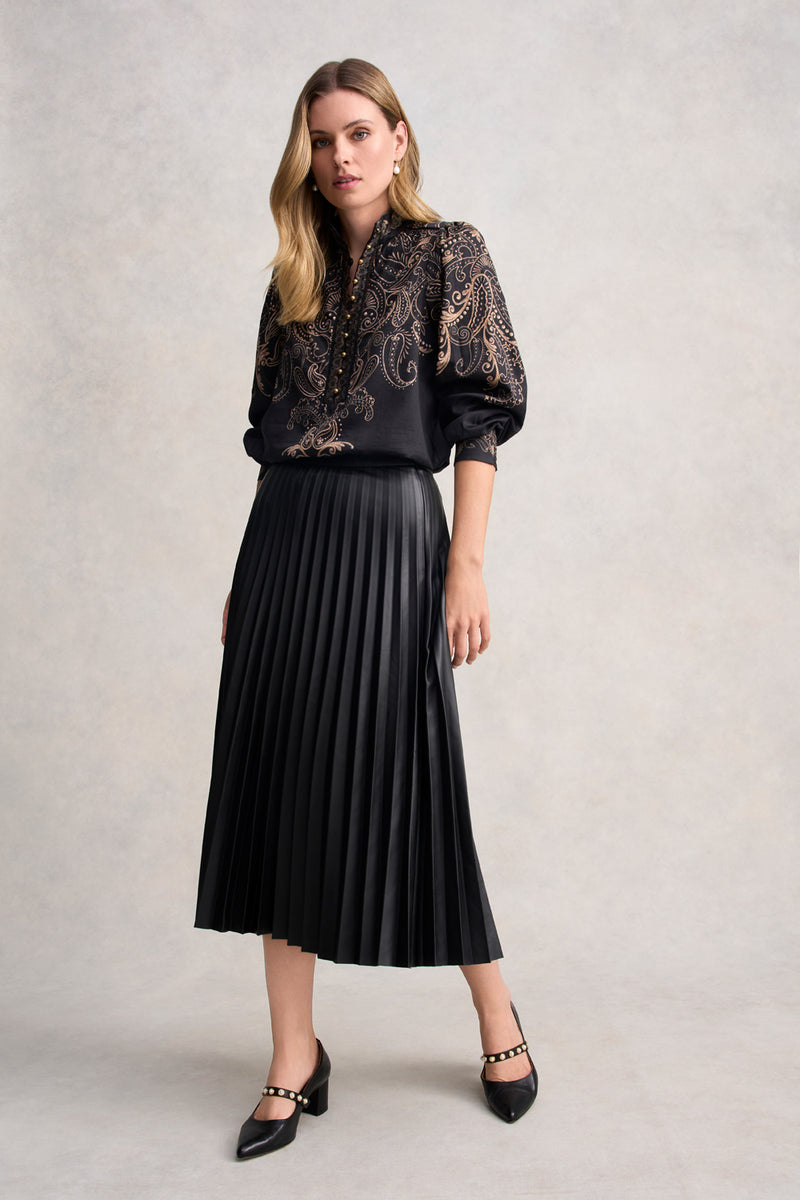 BORDER PRINT BLOUSE - PAISLEY BORDER PRINT 