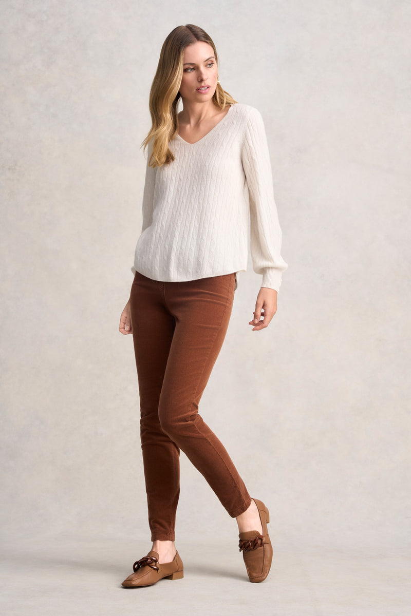 CASHMERE BLOUSON SLEEVE JUMPER - CREAM
