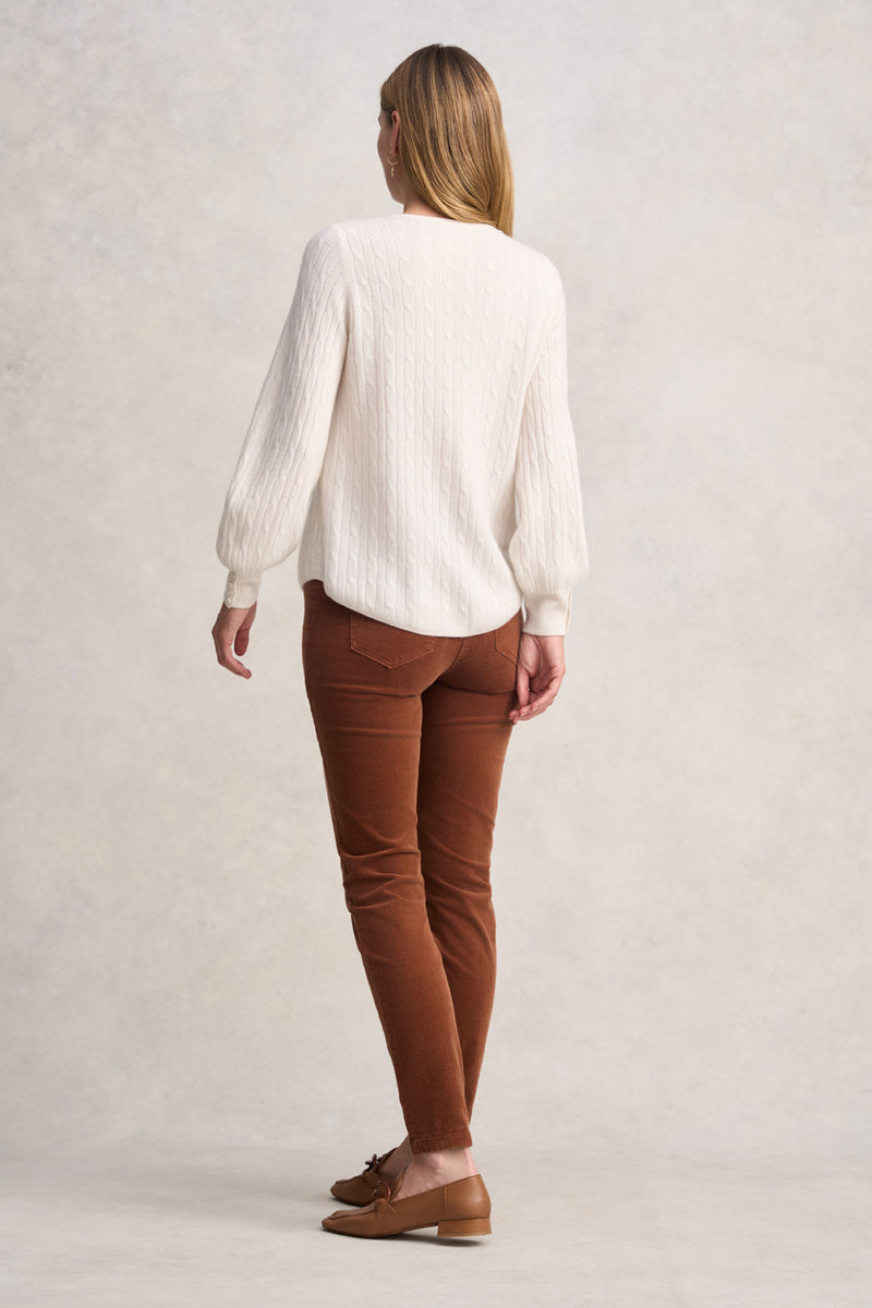 CASHMERE BLOUSON SLEEVE JUMPER - CREAM