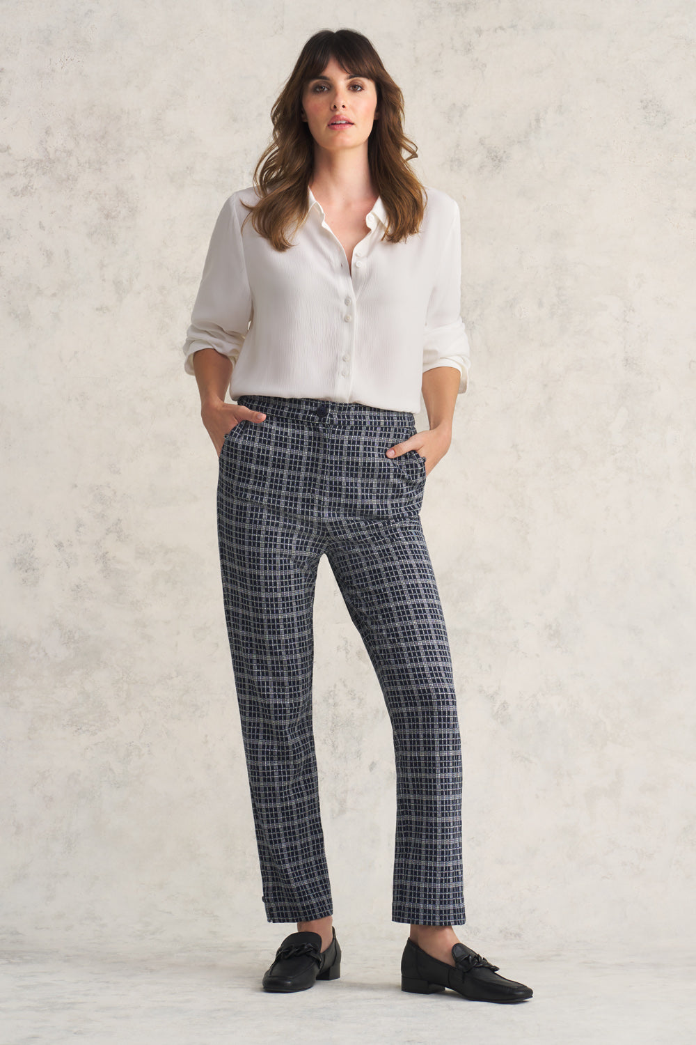 White Checkered Pants Black And White Jeans Split Leg Ponte Check
