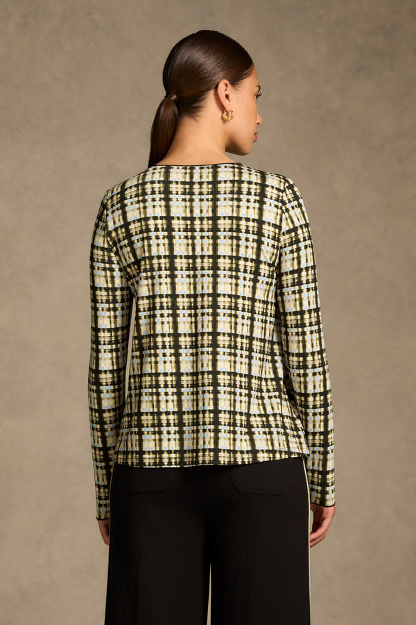 Relaxed Long Sleeve T-Shirt - Check Print