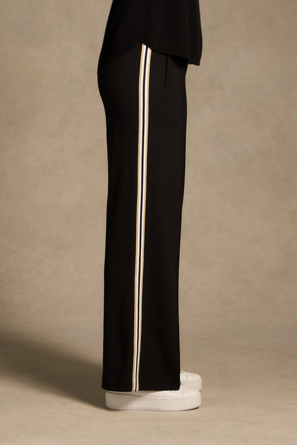 Side Stripe Wide Leg Pant - Black