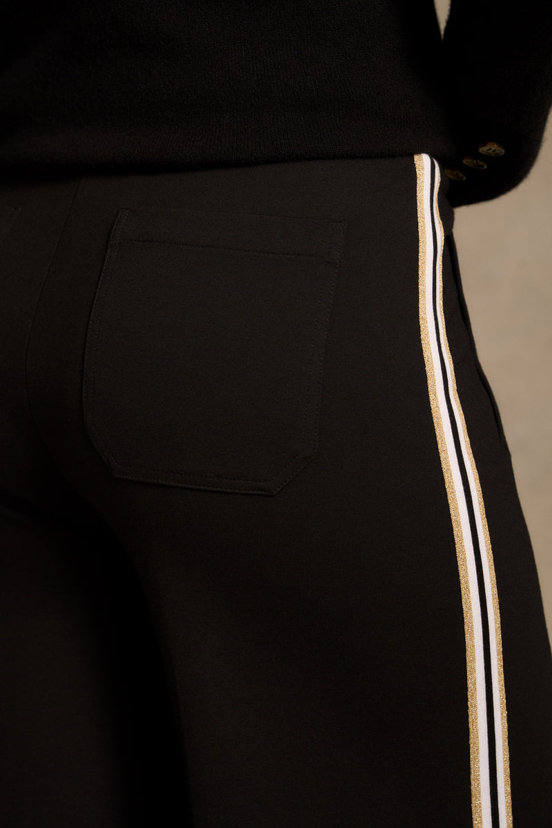 Side Stripe Wide Leg Pant - Black