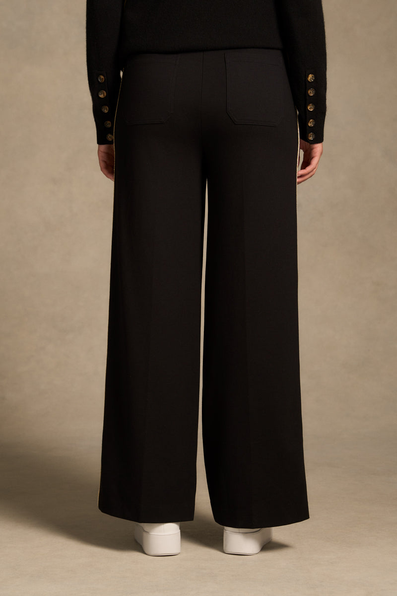 Side Stripe Wide Leg Pant - Black