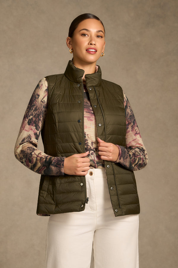 Reversible Puffer Vest - Brolga Print