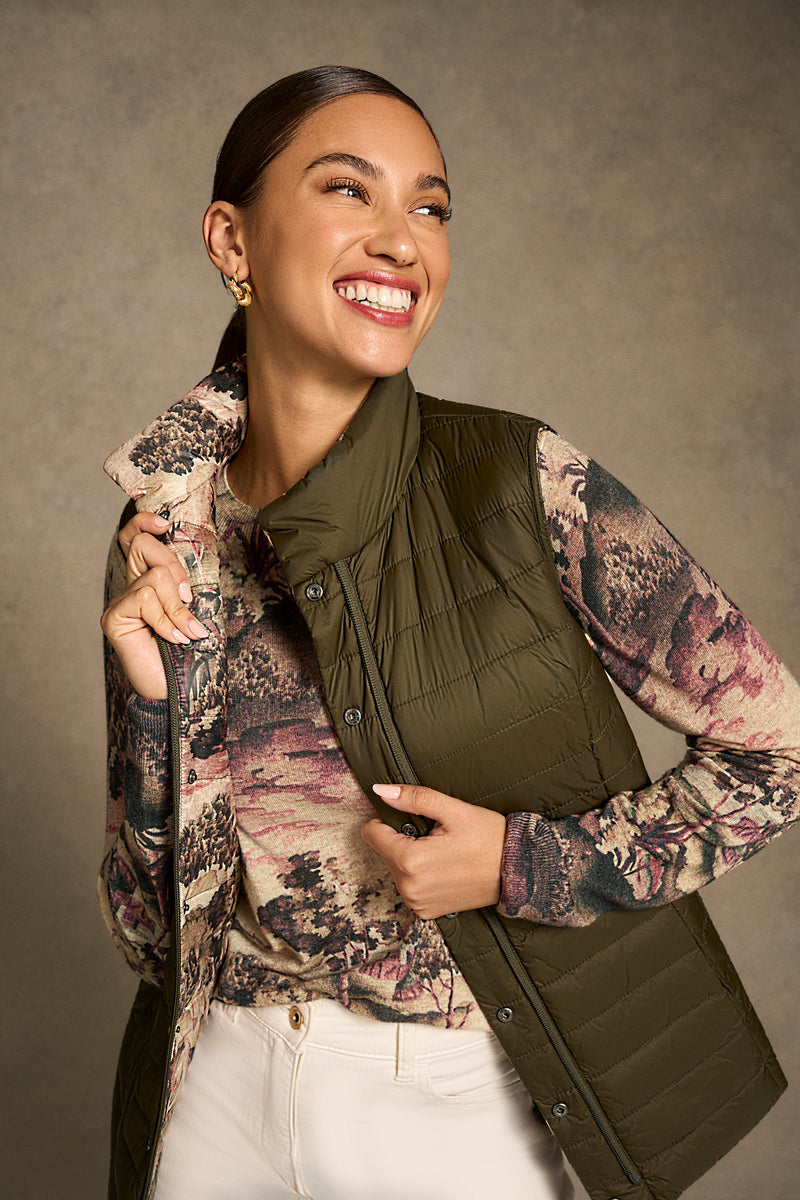 Reversible Puffer Vest - Brolga Print