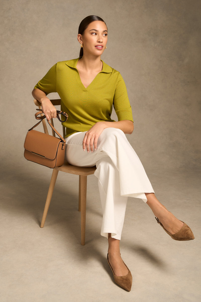 Half Sleeve Polo Knit - Chartreuse