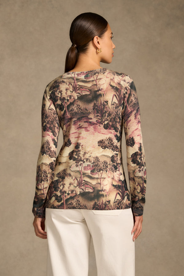 Wool Tencel Jumper - Brolga Print