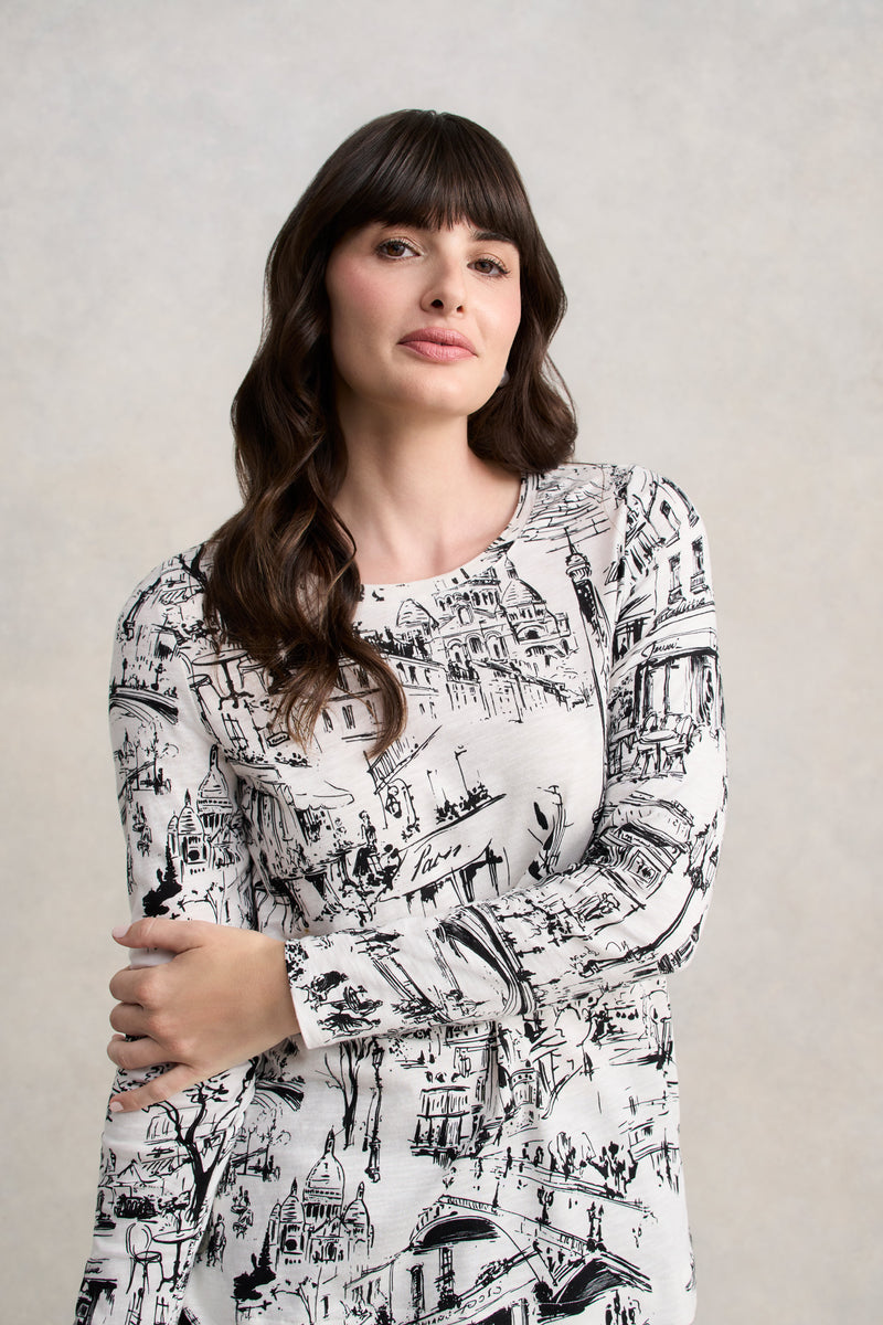 Long Sleeve Organic T-Shirt - Paris Print