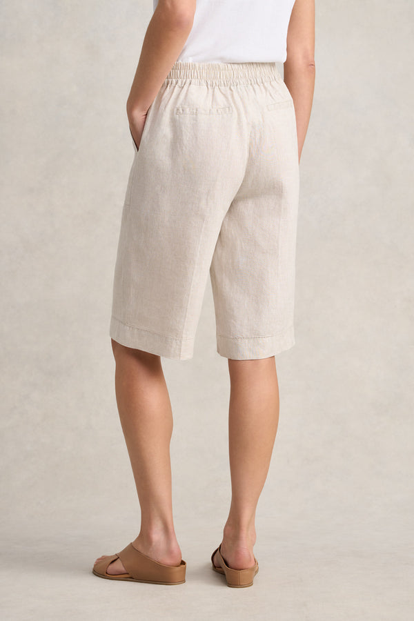 Waist Tab Linen Short - Natural Cross Dye