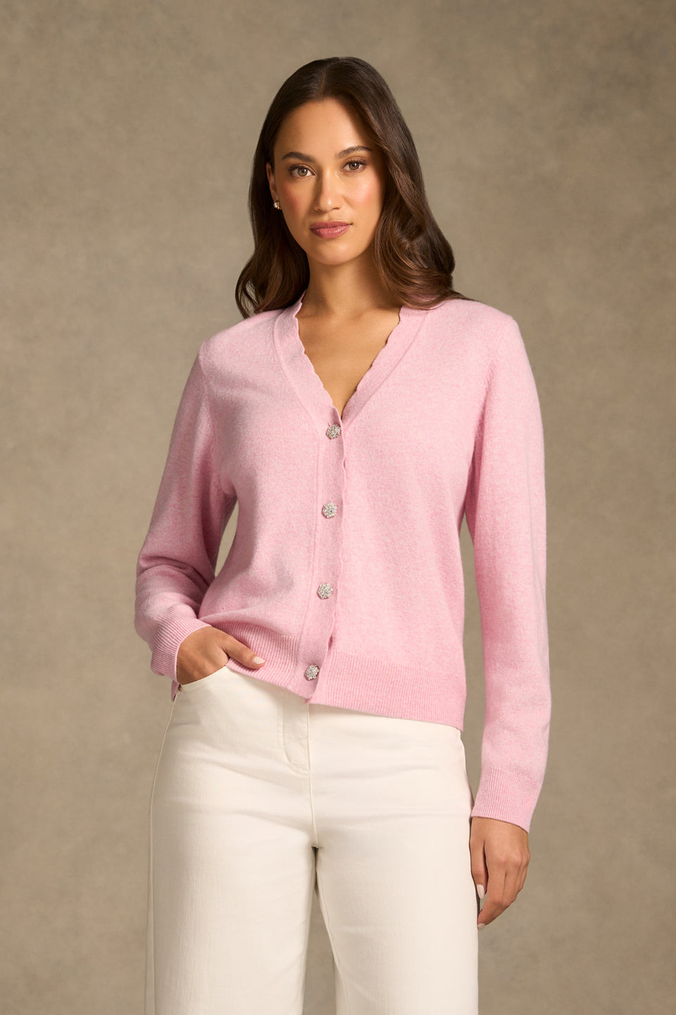 Diamonti Button Cardigan - Chateau Pink – Blue Illusion