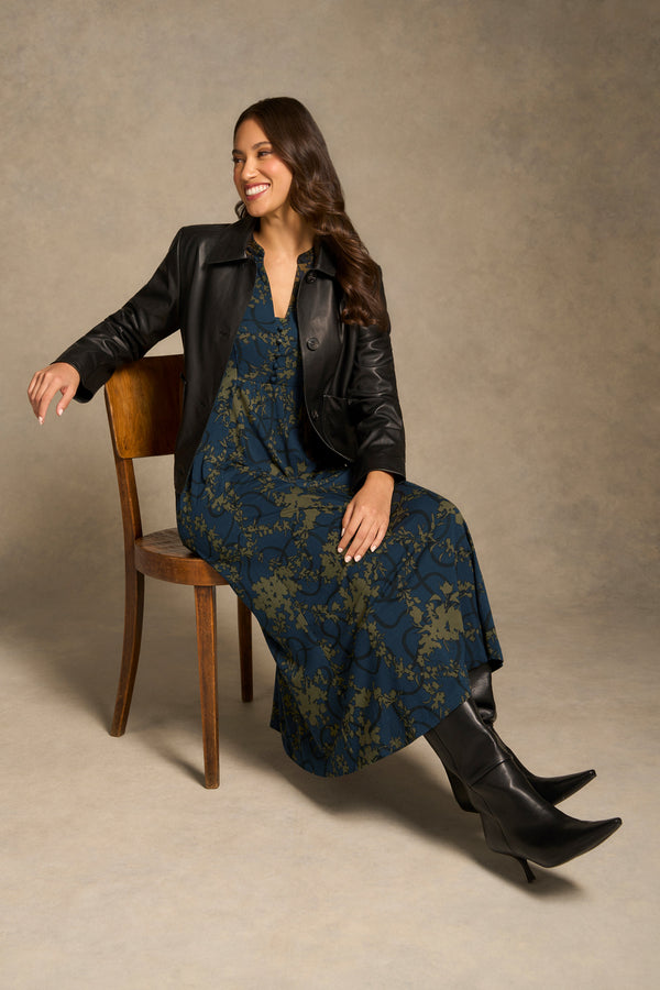 Jersey Swing Dress - Tonal Botanic Print