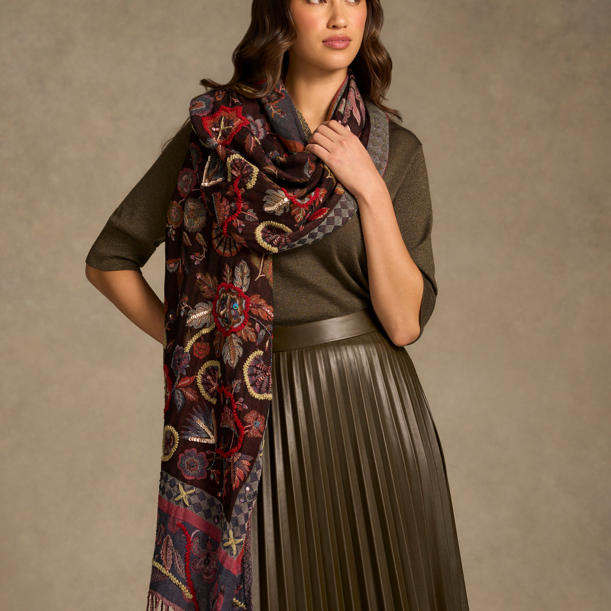 Embellished Jacquard Scarf - Multicolour – Blue Illusion