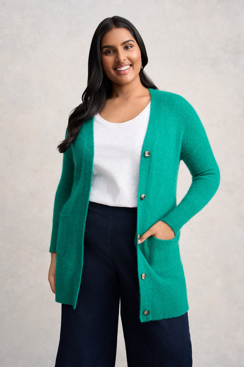 Button Through Mohair Cardigan - Jade
