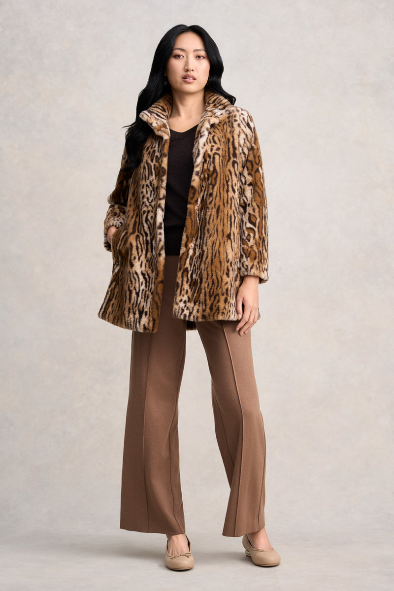Faux Fur Coat - Ocelot Faux Fur