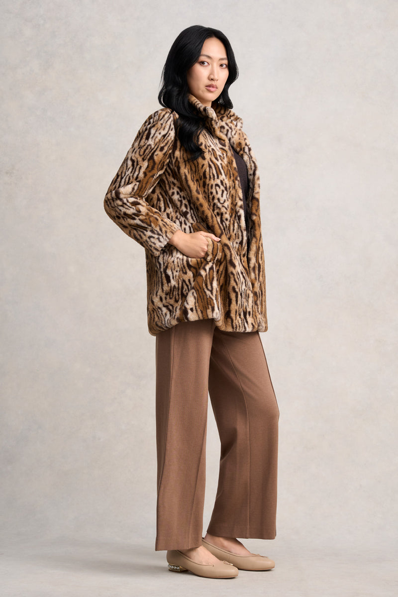Faux Fur Coat - Ocelot Faux Fur