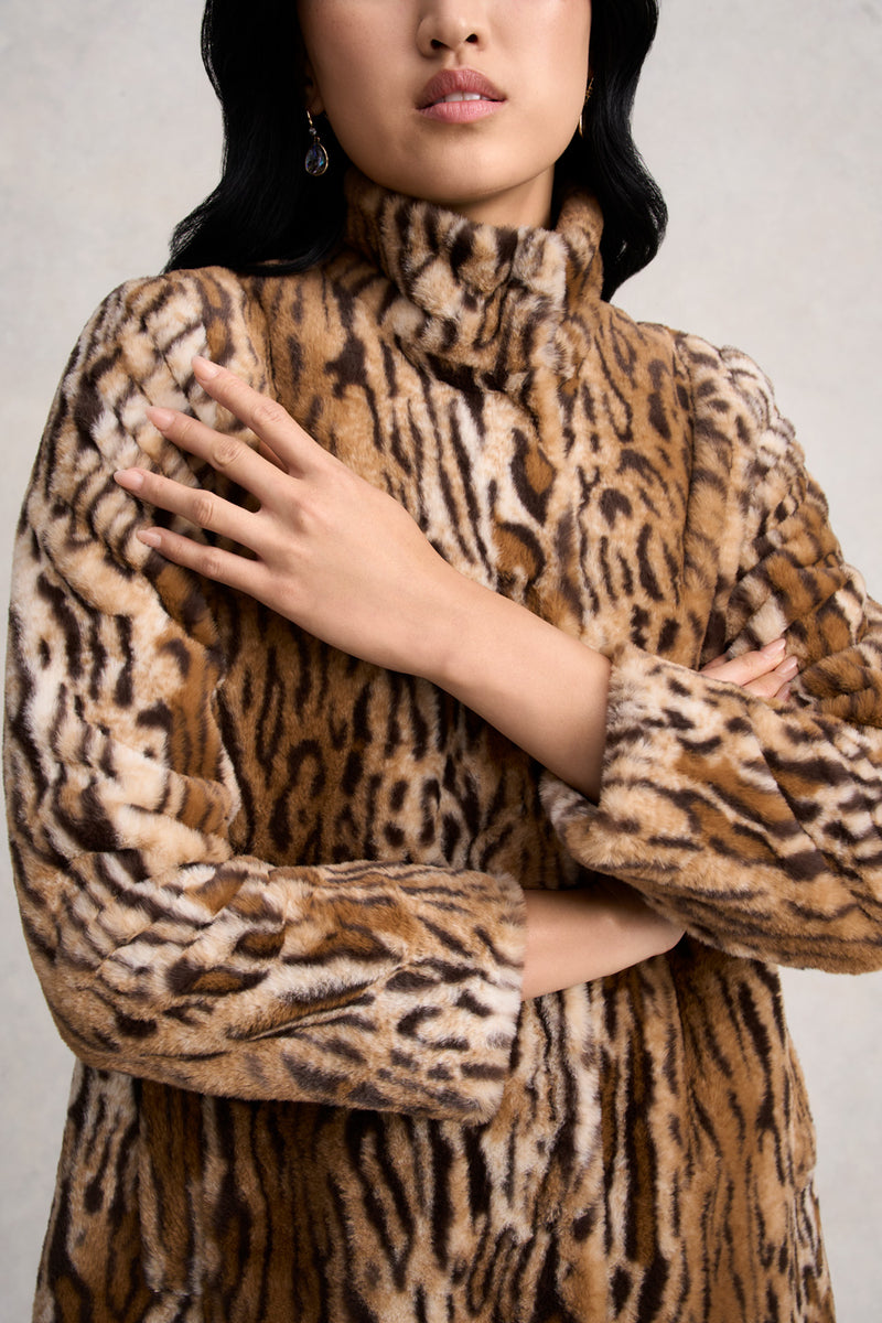 Faux Fur Coat - Ocelot Faux Fur
