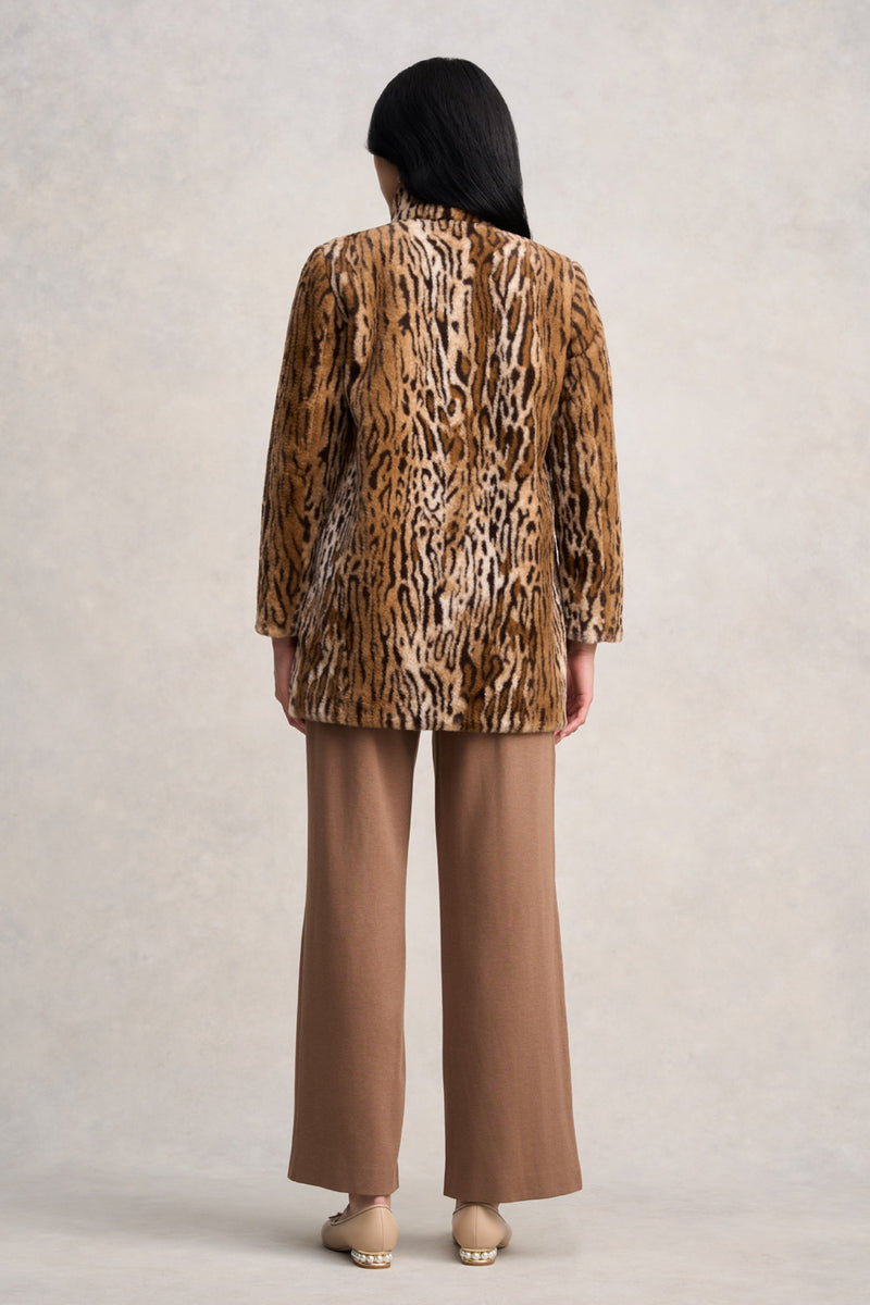 Faux Fur Coat - Ocelot Faux Fur