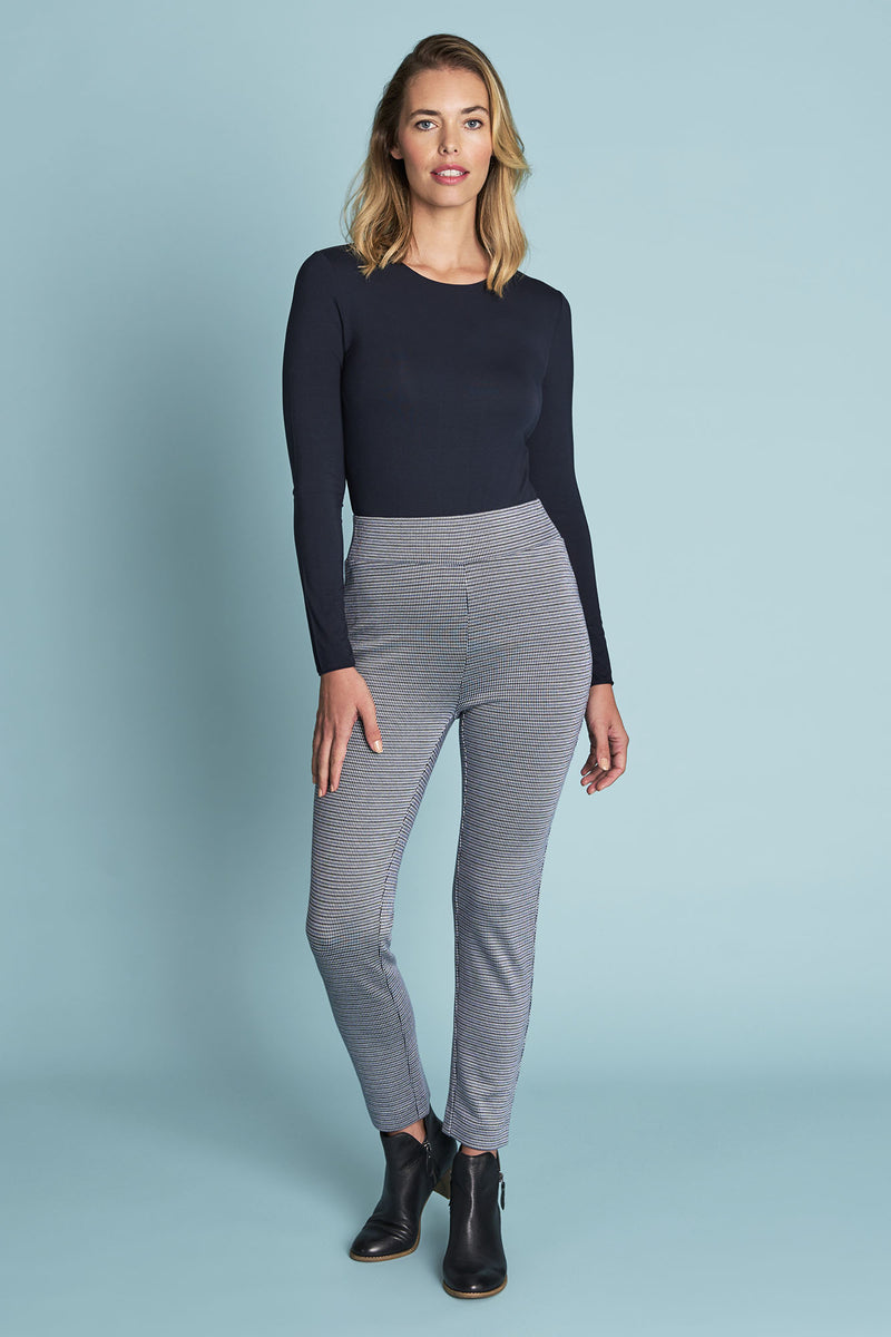 Jacquard Skinny Pant - Navy Houndstooth