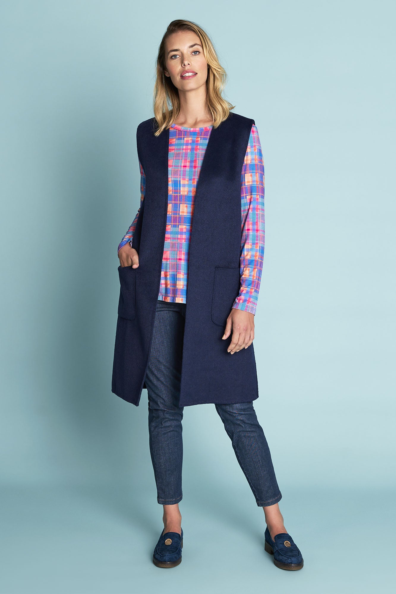 Longline Vest – Blue Illusion