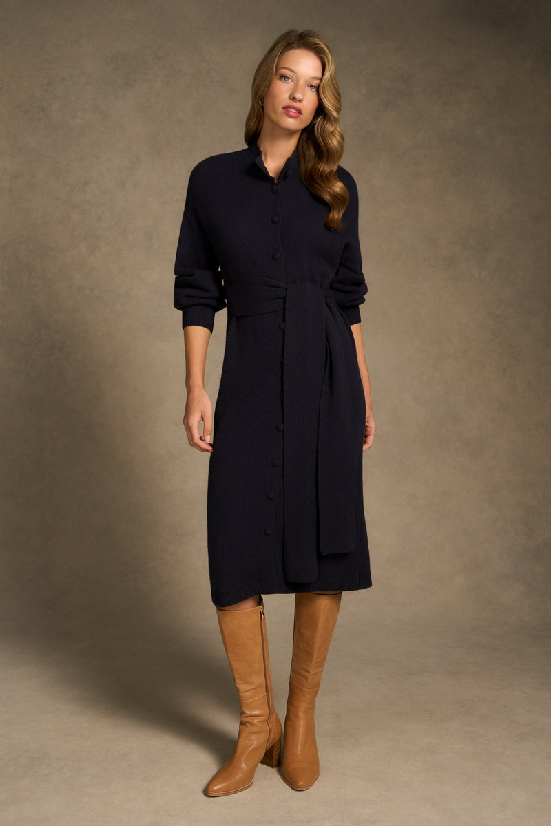 Tie Neck Cardigan Dress