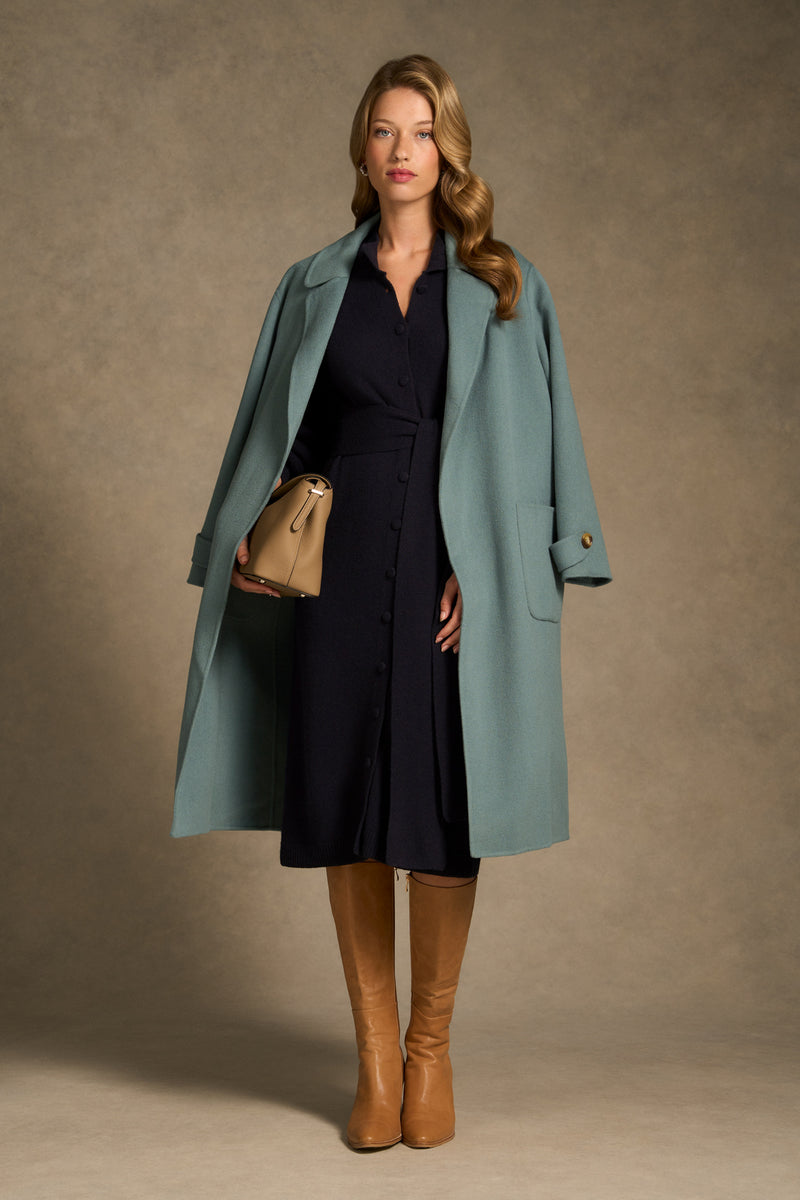 Tie Neck Cardigan Dress - Ink