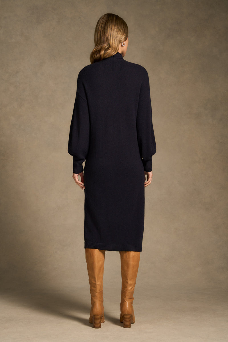 Tie Neck Cardigan Dress - Ink
