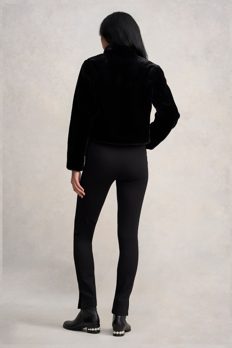 Faux Fur Cropped Jacket - Black