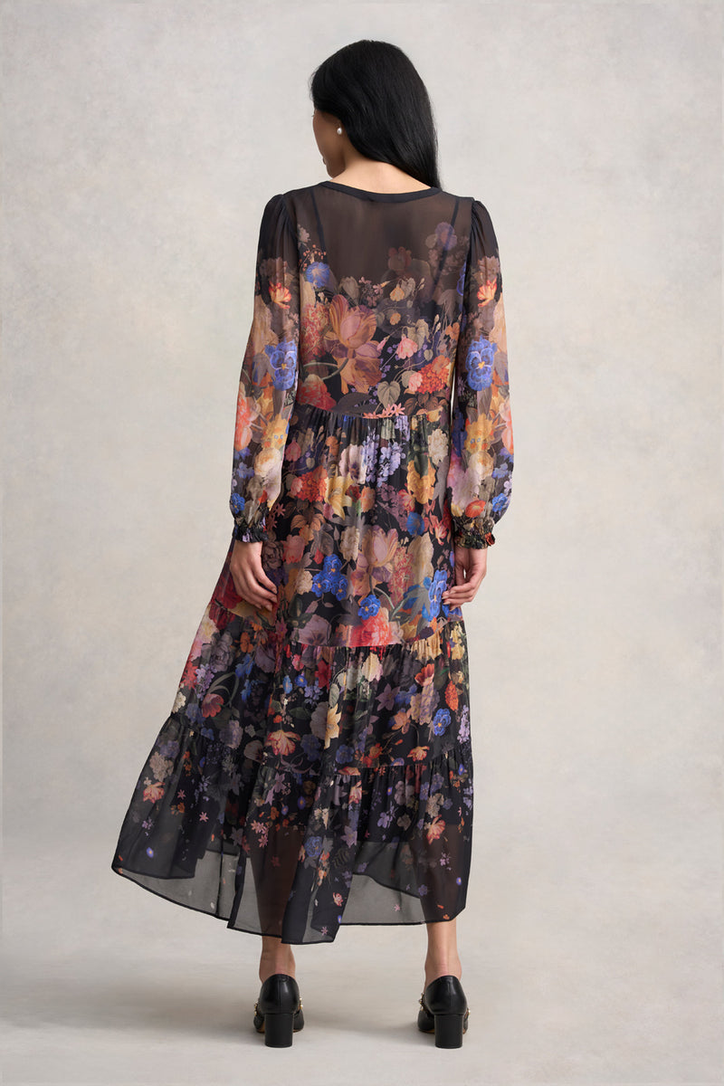Georgette Print Dress - Midnight Floral