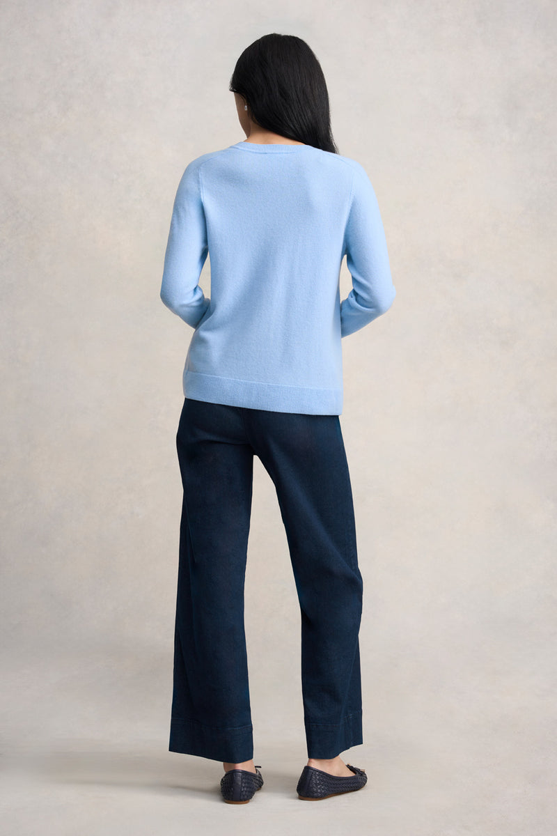 Notched Wool Jumper - Country Blue