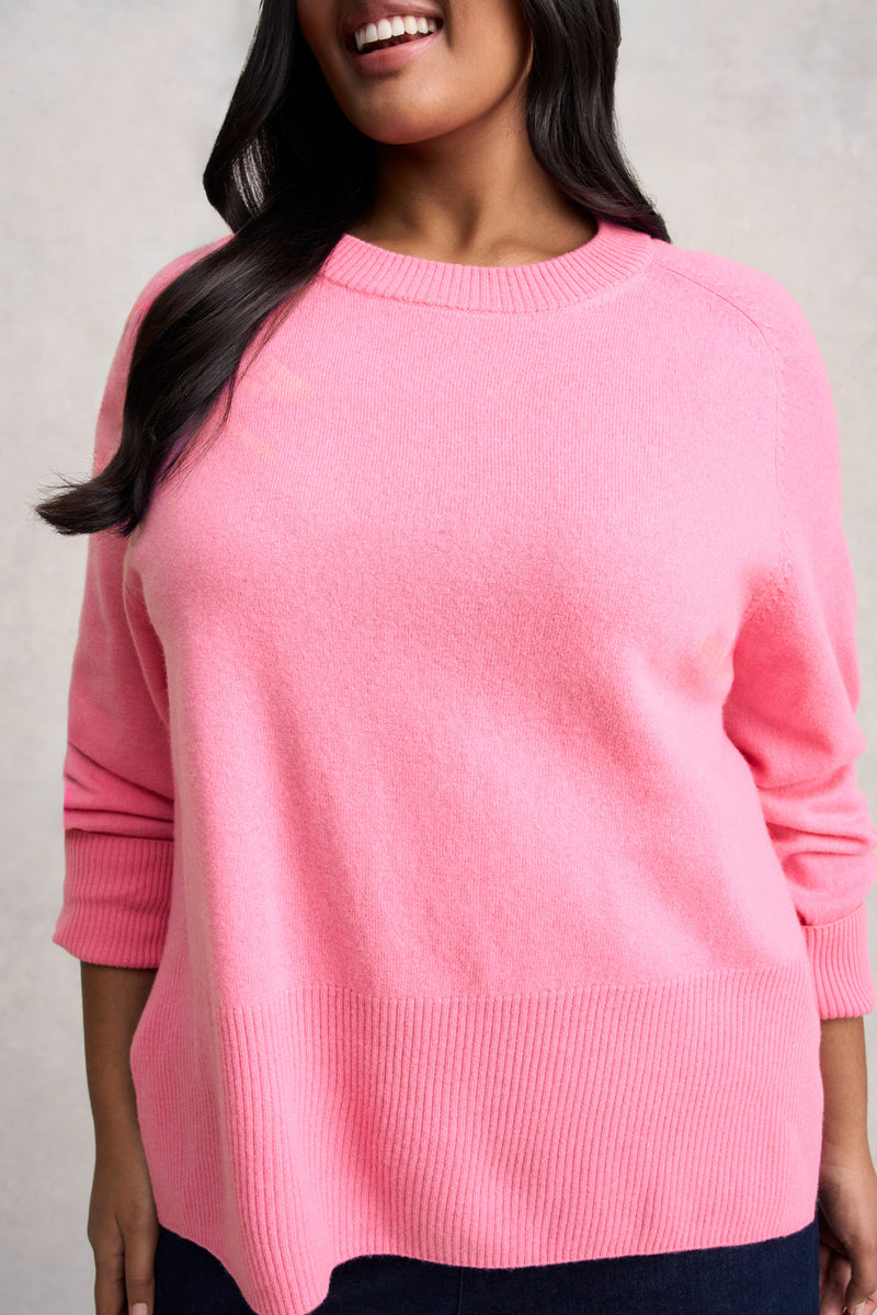 Side Split Merino Wool Jumper - Amaranth Pink