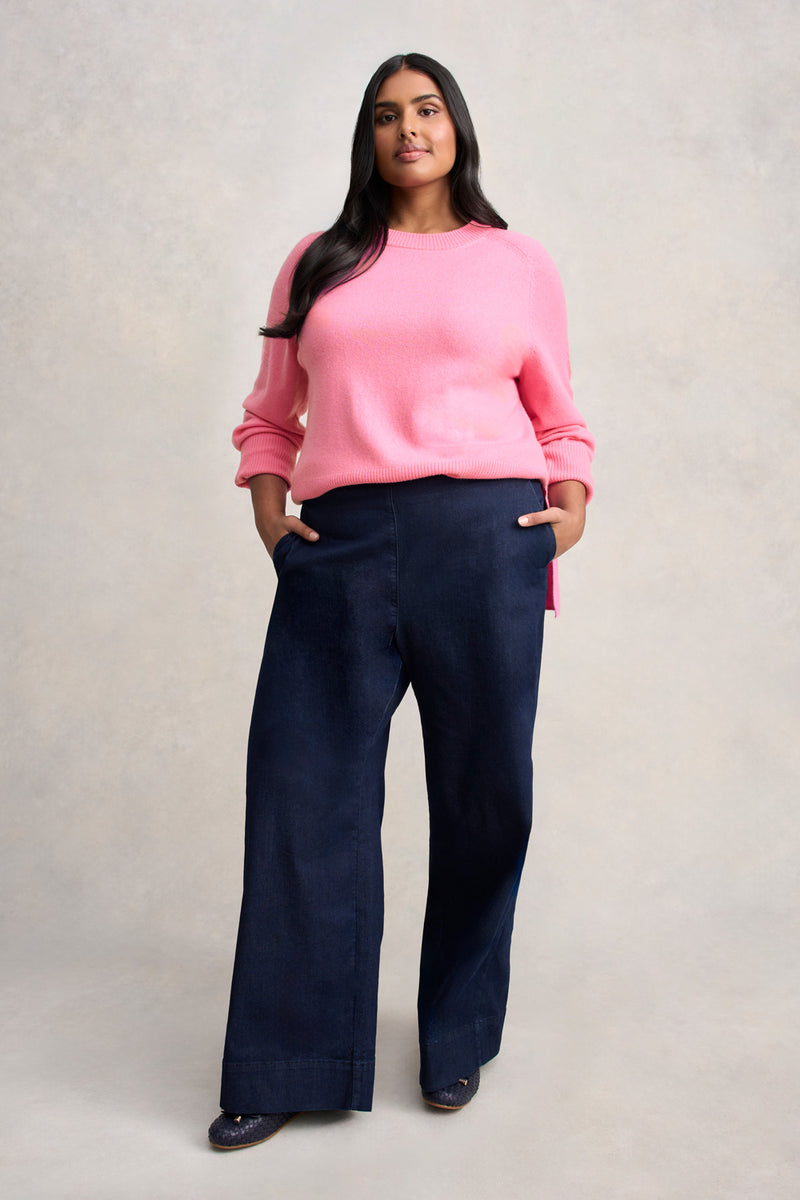 Side Split Merino Wool Jumper - Amaranth Pink
