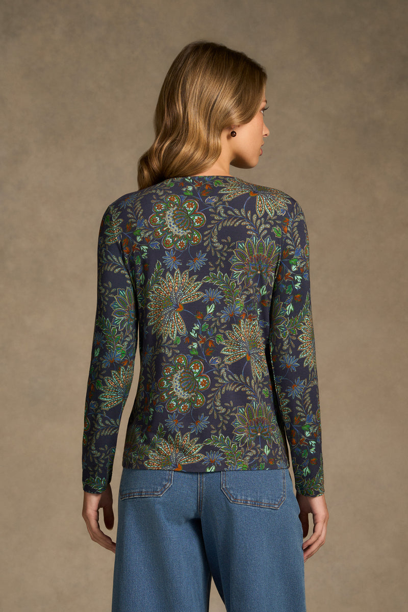Double Layer Long Sleeve T-Shirt - Winter Chintz Print