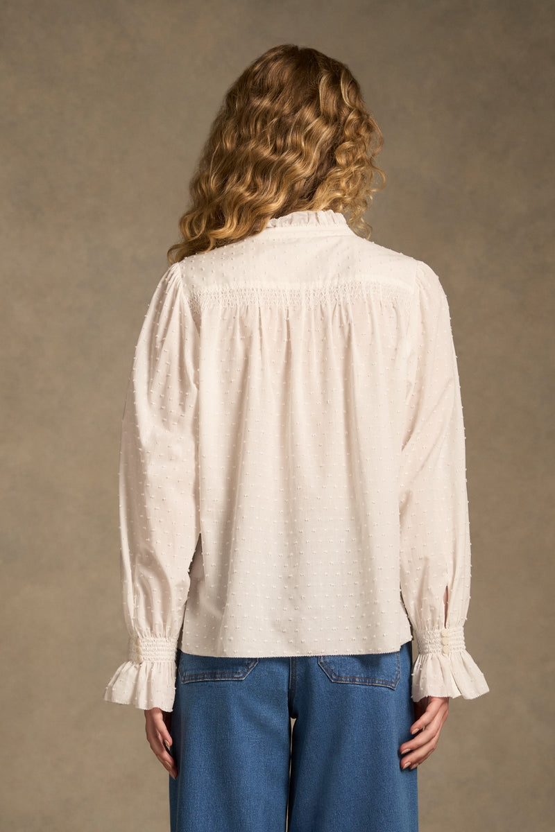 Smock Detail Blouse - Winter White