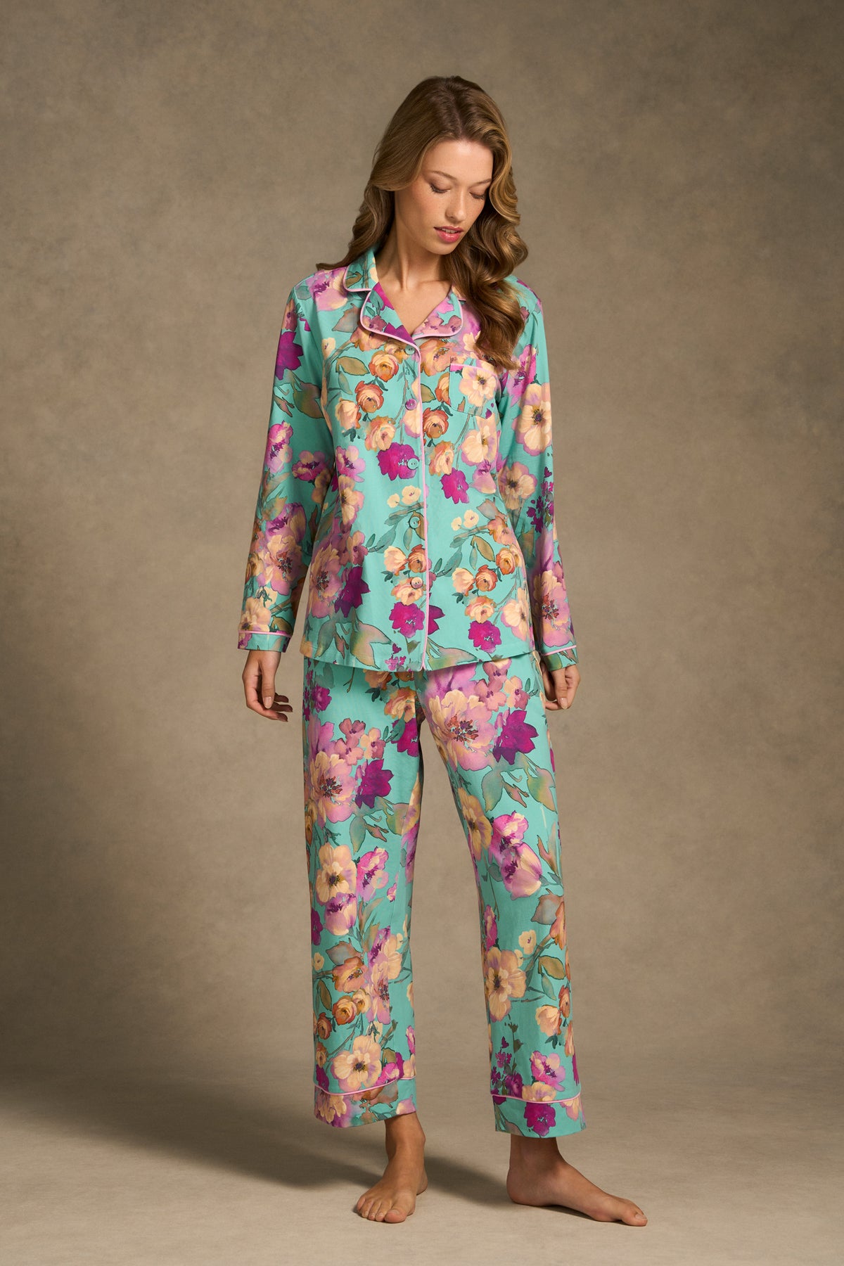 Printed Winter PJ - Azure Floral Print – Blue Illusion