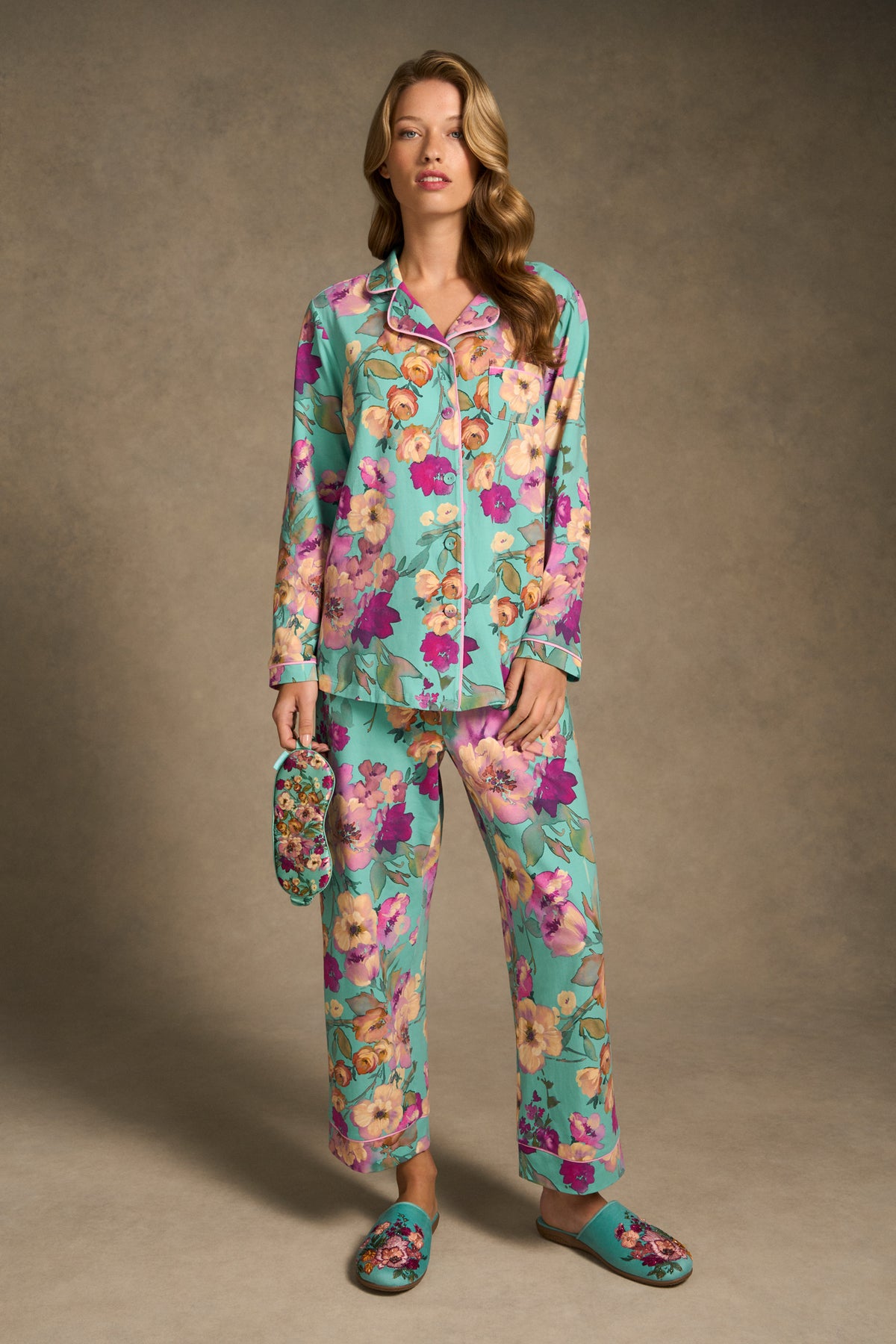 Printed Winter PJ - Azure Floral Print – Blue Illusion