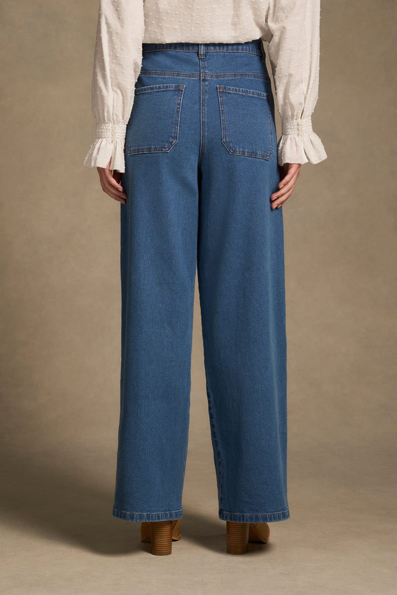 The Classique Wide Leg Jeans - Mid Wash Blue
