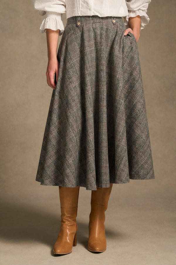 Check Full Skirt - Black Neutral Check