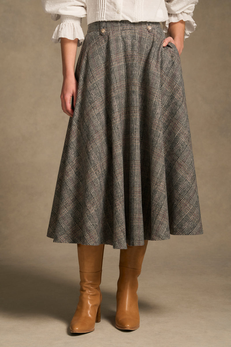 Check Full Skirt - Black Neutral Check
