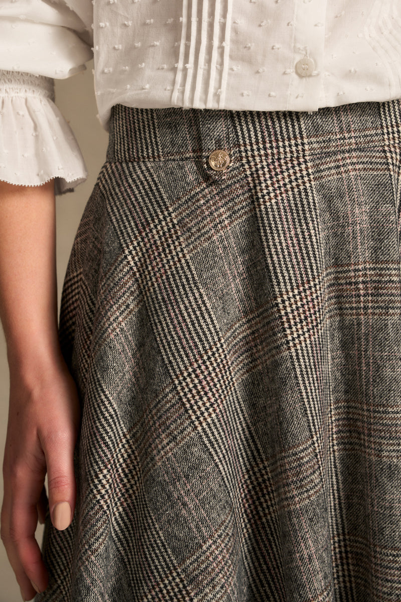 Check Full Skirt - Black Neutral Check