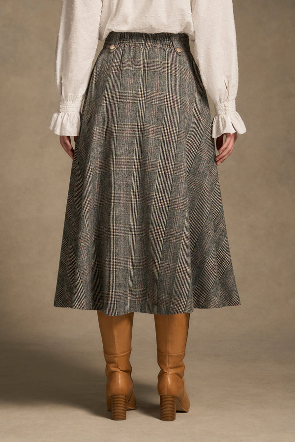Check Full Skirt - Black Neutral Check