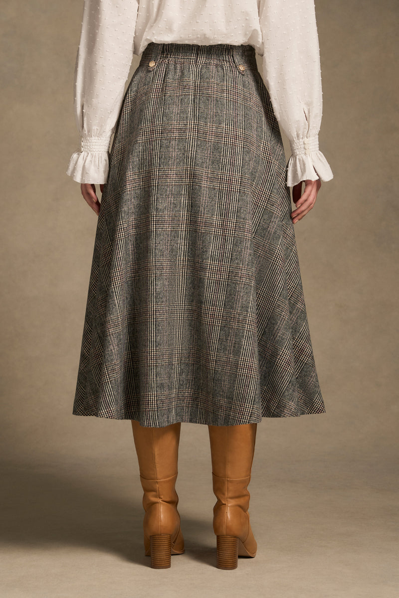 Check Full Skirt - Black Neutral Check