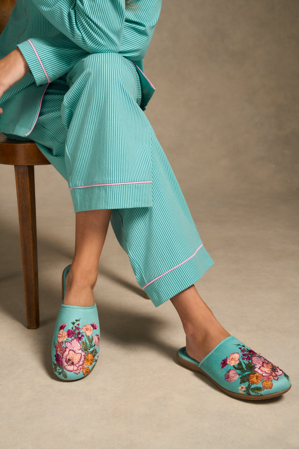 Azure Floral Slippers